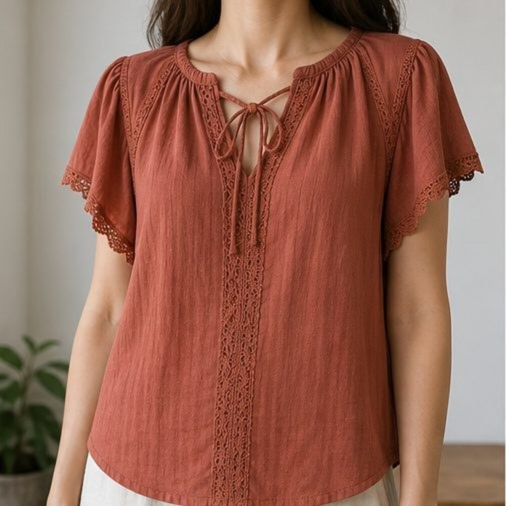 Rust V Neck Top - Picture 2 of 6